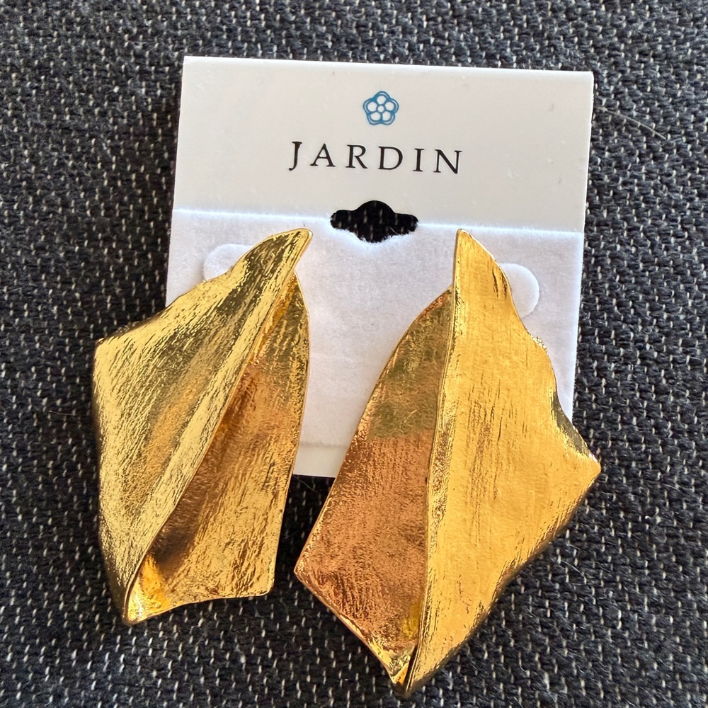 JARDIN 14K Gold Plated Organic Statement Earrings